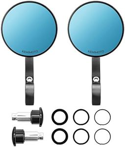 Kemimoto Motorcycle Handlebar Bar End Mirrors, Rearview Mirror Blue Lense Anti Glare Universal 7/8" Handle Round Compatible with Most Motorcycle, E-bike, Scooters, ATV, UTV