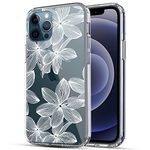 RANZ iPhone 12 Pro Max 5G Case, Anti-Scratch Shockproof Series Clear Acrylic + TPU Bumper Protective Case for iPhone 12 Pro Max (6.7 inch) - White Flower