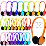 CN-Outlet 32 Pack Kids Headphones Bulk Multi Color for School Classroom Students Children Toddler Boys Girls Teen and Adult