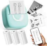 Mini Printer Sticker Thermal Printer with 3 Rolls Paper, Bluetooth Portable Phone Printer,Study Printer for Pictures, Photos, Journals, DIY, Compatible with Phone & Tablet.