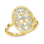 TJC White Diamond Floral Ring Sterling Silver Rings for Women | Engagement Rings Women with Yellow Gold Plated Ring | Promise Rings for Couples | April Birthstone, Size T