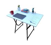 Urbain Home Big Size Foldable Study Table | Work From Home & Office Folding Computer Desk | Pre-Assembled & Portable Laptop Table, 2 Seater Folding Dinning Table (Glossy White) Engineered Wood