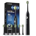 OasiSmile Sonic Electric Toothbrush - 42000 VPM Powerful Deep Clean, Rechargeable Toothbrush with 6 Brush Heads, 4 Modes, 120-Day Battery Life, IPX7 Waterproof with 2-Min Timer for Home Travel (Black)
