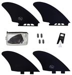 Ho Stevie! Surfboard Twin Fins (2 Fins) - Keel Fins for Fish Surf Boards [FCS or Futures Sizes] (Black, FCS)