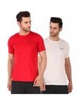 Signature Fit Premium T-Shirts - Lycra Fabric, Round Neck, Half Sleeve | Superior Comfort & Style. (2XL, Red & White)