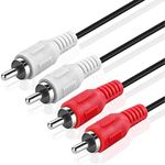 TNP RCA to RCA Audio Cable (25 FT) - 2 RCA Male to Male Red and White Audio Cable - RCA Cables Car Audio Connector Plug Jack Wire Cord for Home Theater, HDTV, Amplifiers, Hi-Fi Systems, Speakers