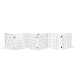 PawHut Freestanding Pet Gate, 6 Panel Foldable Playpen, Wooden Dog Gate with 2 Support Feet, for Stairs, Doorway - White