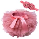 Happy Cherry Baby Girls Tulle Tutu Skirt Floral Headband Set Cotton Bloomers Diaper Covers Party Dress