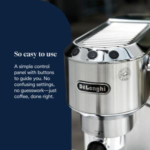 DeLonghi Dedica Espresso Machine – Silver Compact Coffee Maker