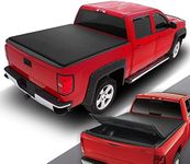 DNA Motoring TTC-TRISOFT-028 Pickup Truck Bed Soft Tri-Fold Adjustable Tonneau Cover Compatible with 09-18 Dodge Ram 1500 6.5Ft Fleetside Short Beds w/o Bed Rail Storage & RamBox