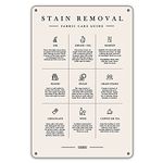 Laundry Stain Removal Fabric Care Guide Metal Tin Sign Wall Decor Laundry Sign for Home Laundry Room Decor Gifts Tin Sign Home Decor Home Art Metal Signs Wall Art Wall Decor Poster 8 * 12 in