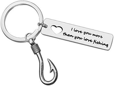 I Love You More Than You Love Fishing Keychain Gifts for Boyfriend Husband Fiance Fisherman Anniversary Keychain Gifts Christmas Birthday Gifts Valentines Day Gifts for Him