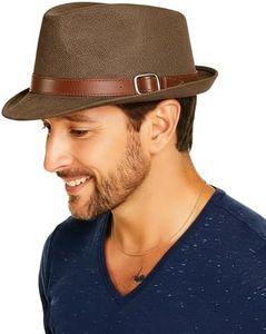 thuizen Men's and Women Panama Hat – Straw Fedora with Leather Band, Summer Sun Hat for Beach and Travel, One Size Fits Most, Coffee