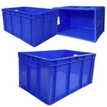 SINGHAL Multipurpose Storage Crates 500 x 325 x 250 MM | Heavy Duty Big Blue Portable Plastic Crate | Shelf Basket, Storage Bin for Vegetable, Fruit, Milk (Pack of 3)