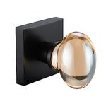 dairazan Champagne Gold Glass Door Knobs, Premium Crystal Door Handles with Lock, Square Rosette Matte Black Finished (Dummy)