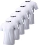 Boyzn 5 Pack Dri Fit Shirts for Men, Dry Fit Moisture Wicking Workout T-Shirts, Athletic Running Gym Short Sleeve Tee Shirts for Men White-5P05-XL