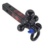 TOPTOW Trailer Hitch Recovery Shackle Hitch Ball Mount w/Triple Tralier Balls, Multi Fit for 2-inch Hitch Receiver