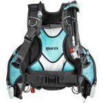 Mares Prestige She Dives BCD | Women's Jacket-Style Scuba Diving BCD | Lightweight Adjustable Dive Gear with Integrated Weights & Dual Pockets, Aqua/White, Small