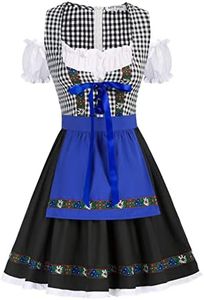 Kate Kasin Women's Beer Babe Oktoberfest Costume 2 Piece Off Shoulder Traditional Dirndl Dress Royal Blue L