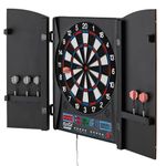 Fat Cat Electronx Electronic Dartboard, Built In Cabinet, Solo Play With Cyber Player, Dual Screen Scoreboard Display, Extended Catch Ring For Missed Darts, Classic Door Look Matches Traditional Decor, 34 Games With 183 Options