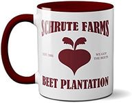 Schrute Farms Mug- The Office US Funny Novelty Gift Present Dwight TV Shows Idea Heavy Duty Handle Dishwasher and Microwave Safe Birthday Christmas Coffee (Boardeaux Red Handle Prime)