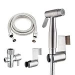 Brushed Nickel Jet Sprayer for Toilet, Senhozi Bidet Sprayer for Toilet with 360 Swivel Stainless Steel Sprayer Head and Nylon Hose for Cloth Diaper, Toilet Water Sprayer for Baby Wash, SE-0001-BN