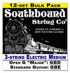 12-pack Electric "Medium" 3-String Cigar Box Guitar String Sets - Open G - GBD/GBE