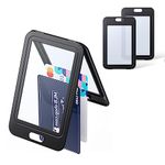 Pawfly ID Badge Holder with Double-Sided Windows Vertical Hard Plastic Case Black Card Protector Pouch for Office School ID Credit Cards Proximity Key Cards Driver’s Licenses and Passes, 3 Pack