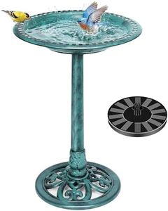 VIVOHOME Polyresin Antique Outdoor Green Garden Bird Bath and Solar Powered Round Pond Fountain Combo Set