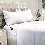 DREAMCARE King Size Bed Sheets - 4 Piece Deep Pocket King Sheets Set - Up to 21in Luxury Hotel Bedding Sets - Draps Lit King - Elegant Comfort - Shrink & Fade Resistant - (King Extra Deep, White)