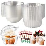 Surflyee 50 Pieces Clear Cupcake Boxes, Single Cupcake Boxes, 4.5 Inch Individual Cupcake Box for Cupcakes, Large Muffin, Salad, Cheese, Suitable for Home Baking, Party, Wedding, Cake Shop