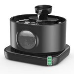 Wireless Cat Water Fountain, 5200mAh Battery Operated Pet Fountain, 2.8L/95oz Rechargeable Cordless Cat Dog Water Dispenser with Quiet Pump (Black)