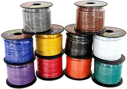 GS Power 14 Gauge Copper Clad Aluminum Low Voltage Primary Wire in 10 Color Pack, 100 feet Roll (1000 feet Total) for 12V Automotive Harness Car Video Stereo Wiring. Also in 4 Color Set