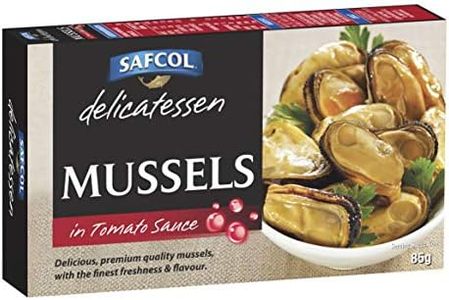 Safcol Australia Smoked Mussels In Tomato 85g Cans, 8 pack, 1 x