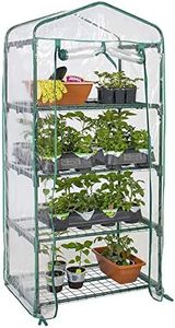 LIVINGbasics 4 Tier Portable Mini Greenhouse W/Clean Cover Winter Garden Plants Warm House - 27" x 19" x 63"