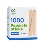 Comfy Package [1000 Count] Jumbo 6 Inch Wooden Multi-Purpose Popsicle Sticks, Craft Sticks for ICES, Ice Cream, Waxing, Tongue Depressor Wood Sticks (Formerly Comfy Package)