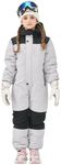 Owntop Kids Toddler Snow Suit One Piece for Boys Girls, Lightweight Insulated Ski Suit Windproof Hooded Snowsuit, Baby Colorblock Snow Jackets Outfit Winter Snowboarding Skiing Jumpsuit Grey 7-8 Years