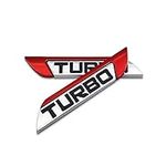 2Pcs Red 3D Turbo Logo Car Auto SUV