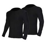 YUSHOW Men's 2 Pack Thermal Underwear Tops for Men Long Sleeve Winter Gear Warm Underwear Baselayer Ultra Soft Thermals Cold Weather Black