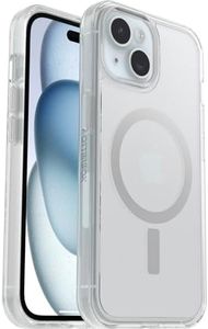 OtterBox Symmetry+ Clear MagSafe Apple iPhone 15 (6.1") Case Clear ProPack - (77-93101), Antimicrobial, Drop+ 3X Military Standard, Raised Edges