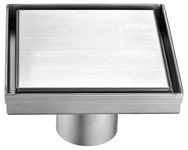 ALFI ABSD55B ALFI brand -Bss 5 Inch X 5 Inch Modern Square Stainless Steel Shower Drain with Solid Cover, Silver