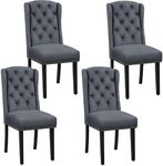 Yaheetech Set of 4 Dining Chairs Upholstered Dining Chairs Button Tufted Dining Room Chairs Kitchen Chairs with Solid Wooden Legs for Dining Room, Kitchen, Deep Gray