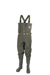 Snowbee Granite PVC Chest Waders, Size 9 FB – Fishing Waders With Elasticated Waist Belt and Buckles, Fitted With Cleated Sole Heavy-Duty PVC Boots