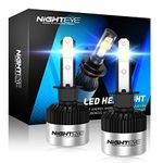 NIGHTEYE H1 LED Headlight Bulb, 350% Super Bright Car H1 LED Bulb 9000LM 72W H1 Headlight bulb LED 6500K Cool White H1 Car Headlight Bulb Conversion Kit, H1 LED (2 PCS)