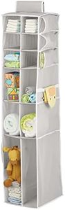mDesign Long Fabric Hanging Organizer, Over Closet Rod Storage, 12 Shelves/Side Pockets for Nursery Bedroom Organization - Hold Clothes, Linens, Toys, Accessories - Jane Collection - Light Gray/White