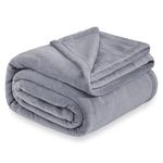 MUXHOMO Fleece Throw Blankets for Couch, Cozy Lightweight Flannel Blanket, Warm Fuzzy Blanket for Winter Bed Sofa Travel (Grey, 50" x 60")