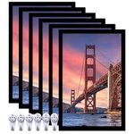 ijuerybai 6 Sets 11x17 Picture Frame, Frames for 11 x 17 Canvas Collage Photo Poster Certificate Wall Gallery, High Transparent Horizontal Vertical Black 11 by 17 Inches