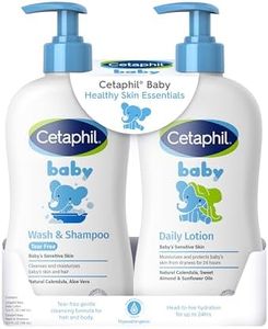 Cetaphil Baby Wash & Shampoo Plus Body Lotion, Healthy Skin Essentials, Head to Toe Hydration for up to 24 Hours, for Delicate, Sensitive Skin, 2-Pack,White