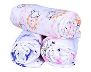 COMFORT WEAVE 100% Cotton Muslin Baby SWADDLES, Multicolor Print, 100 X 120 CMS, Pack of 3 Pieces (Breathable)