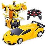 Subao Remote Control Cars for Kids Transform Toys 2.4GHz RC Robot Toy Cars with One-Button Deformation 360° Rotating and Drifting Kids Toys Car for 4-12 Year Old Boys Girls Birthday Xmas Gift (Yellow)